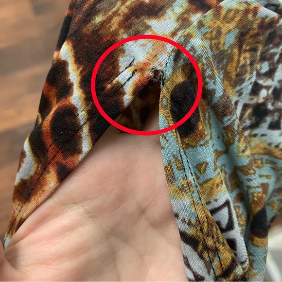 Cato maxi dress size S. Abstract Animal print. Open Sleeve. Rushed Waist - Picture 7 of 8